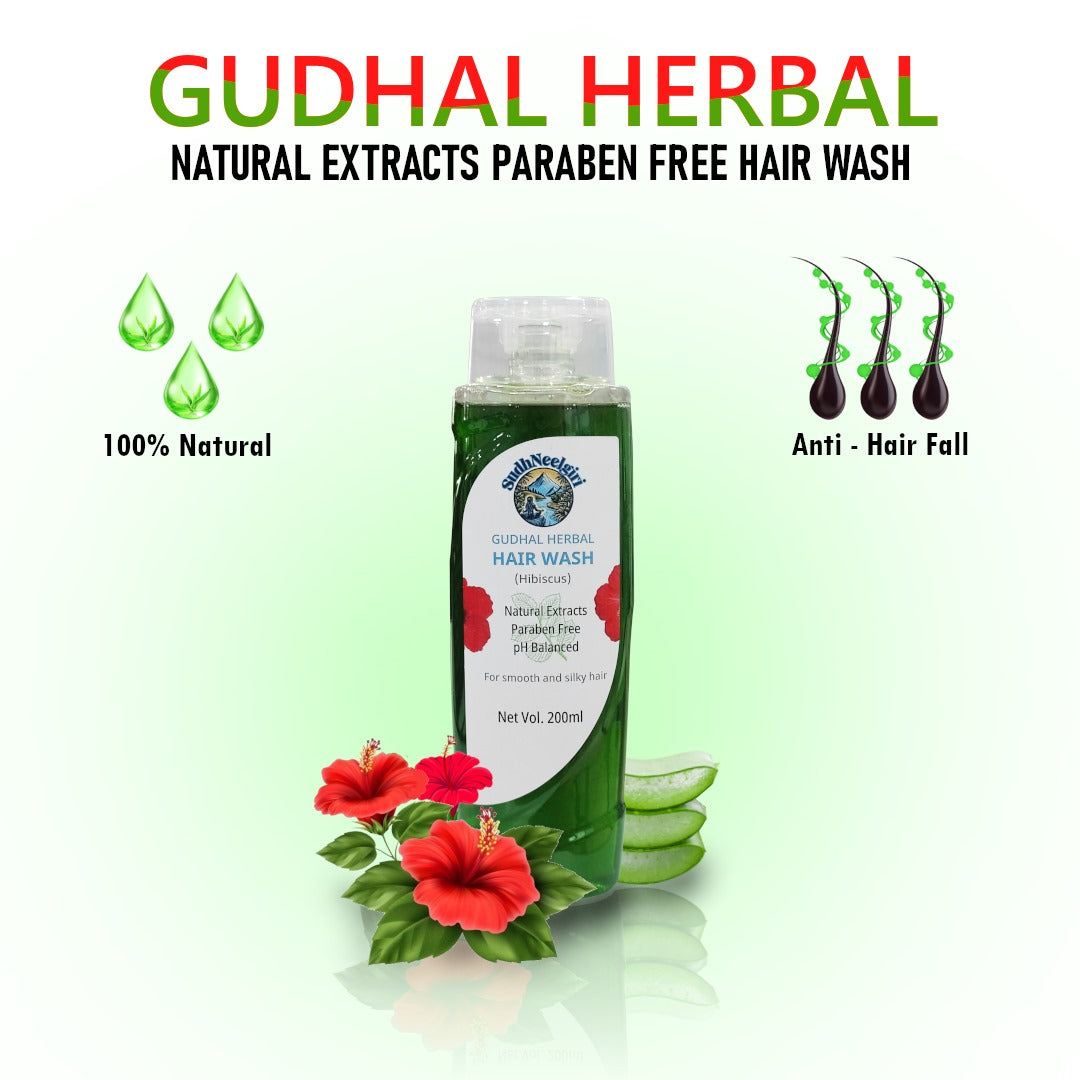 🌿 SudhNeelgiri Hibiscus Hair Growth Herbal Shampoo | 100% Natural, Nilgiri-Sourced Herbs