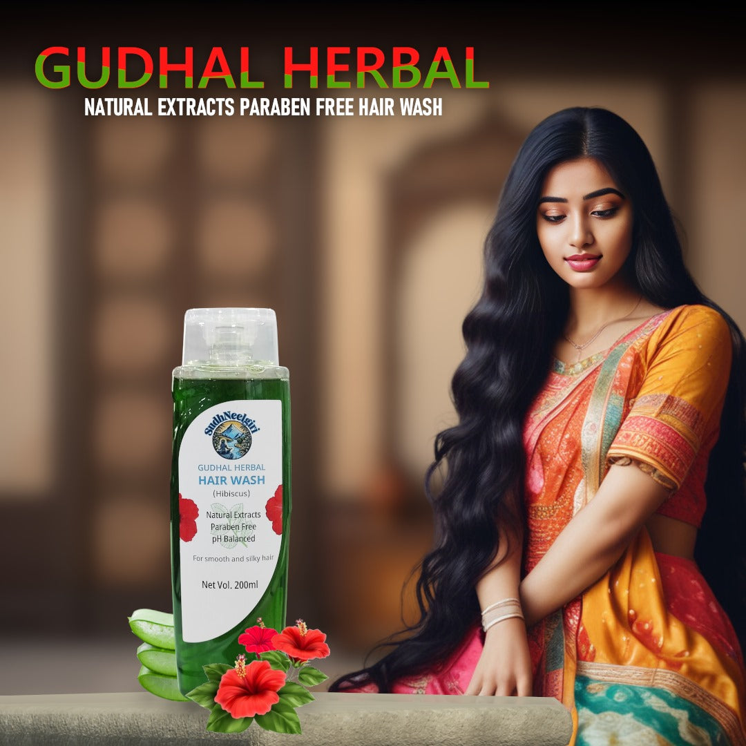 🌿 SudhNeelgiri Hibiscus Hair Growth Herbal Shampoo | 100% Natural, Nilgiri-Sourced Herbs