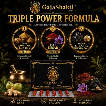 GajaShakti Gold Capsules for Men Ayurvedic Stamina Booster, Strength & Daily Energy Power Capsule | With Pure Himalayan Shilajit, Swarna Bhasma, Kesar & Makardhwaj